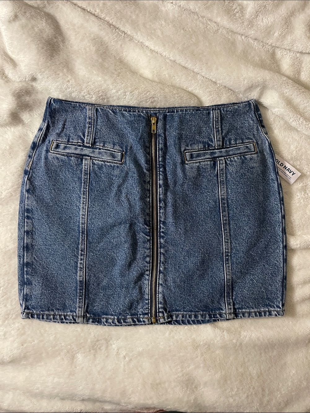 Old Navy Medium Blue Denim Front-Zip Mini Skirt